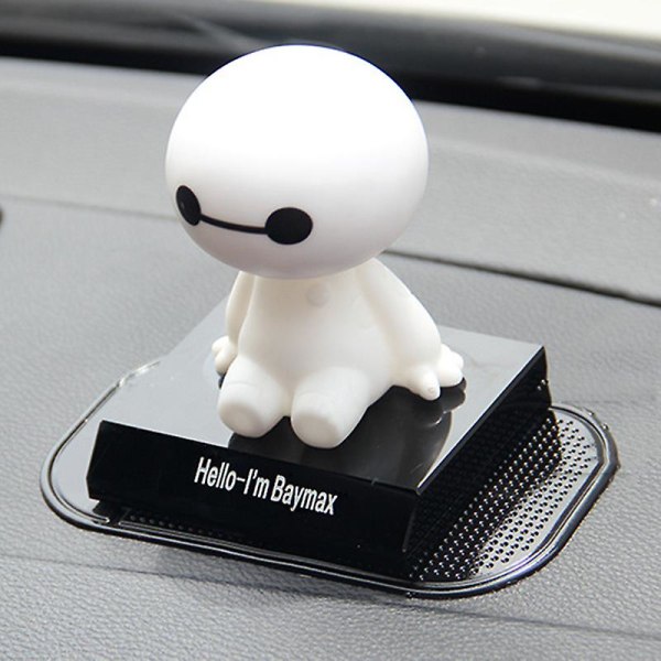 Søt Baymax-dukke med ristende hode, med base og 360 graders roterbart hode, vinyl Bobblehead-dukkeleke med base