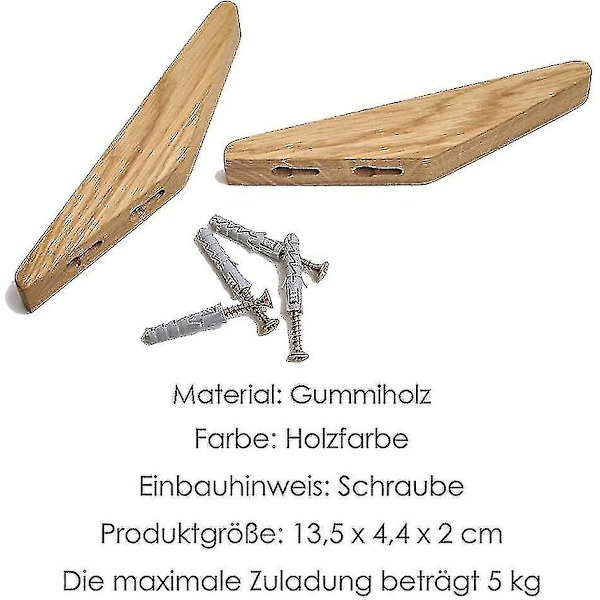 6 stk Vintage Tretre Kroker Tretre Kroker 5 Kg Belastningskapasitet, Veggkroker Badekåpekroker Hattekroker Frakkekroker Flerbrukskroker Nøkkelkroker Db