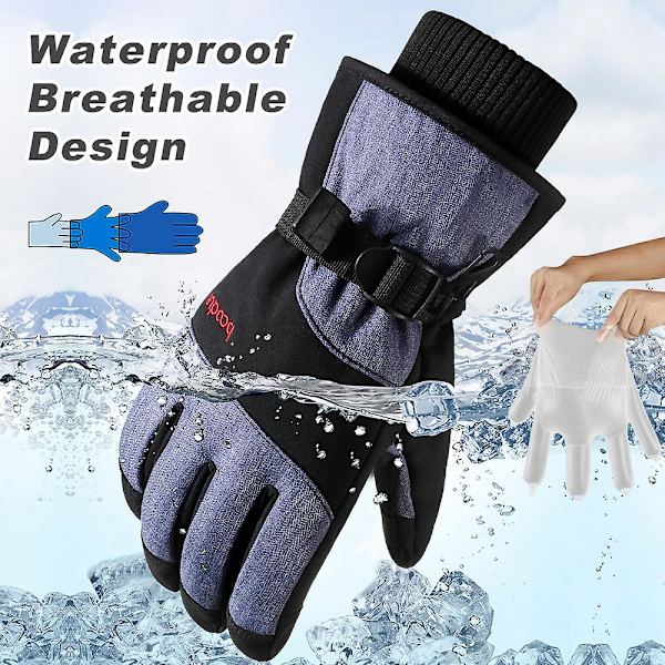 Mænd Ski Handsker Vinter Varme Vindtæt Vandafvisende Touchscreen Fleece Anti-slip Snowboard Snescooter Cykling Ski Handsker Kvinder DB Gray M