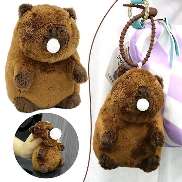 Søt plysj Capybara nøkkelring med Squeeze Bubble Stress Relief Toys Små nøkkelringer for barn kvinner menn [DB] 1PC