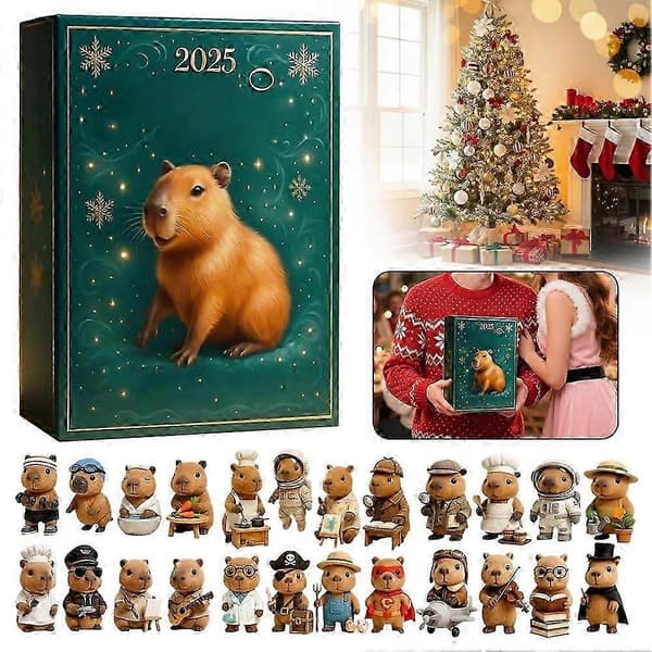 Capybara julekalender til børn, søde samleobjekter, akryl capybara vedhæng, legetøj, gaveæske til [XR][DB] 24days