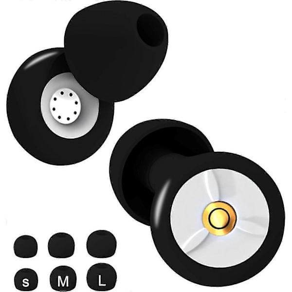 Ørepropper, blød silikone, støjreducerende ørepropper, koncert ørepropper, ørepropper til søvn 28dB ørepropper genanvendelige ørepropper [DB] Black white