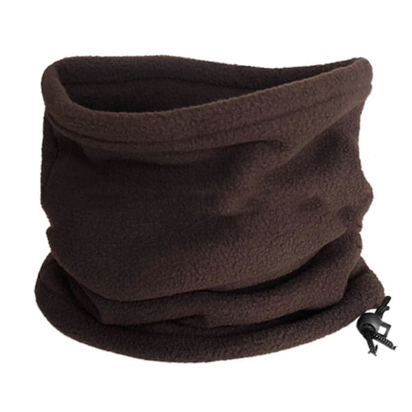 Unisex Vinter Utomhus Enfärgad Mjuk Tjock Fleece Halsvärmare Gaiter Skydd Hatt [db] Coffee