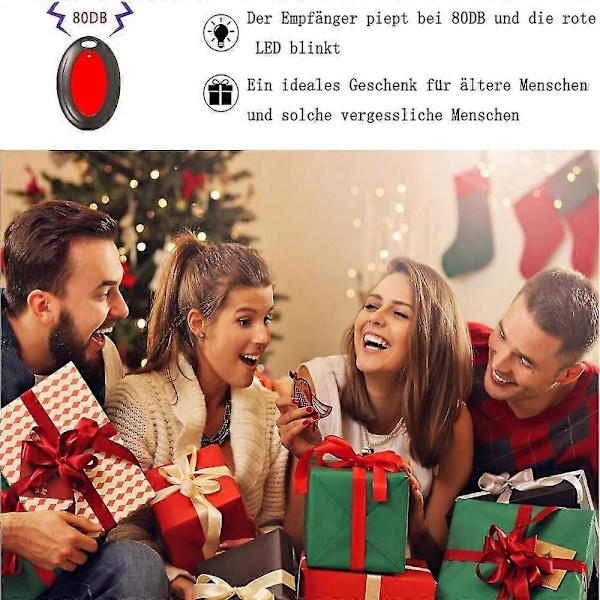 Avaimenetsin, Reyke Langaton RF-esineenetsin LED-taskulampulla avaimille, lompakolle, puhelimelle ja lemmikkieläinten paikannukseen (RF-lähetin [DB]