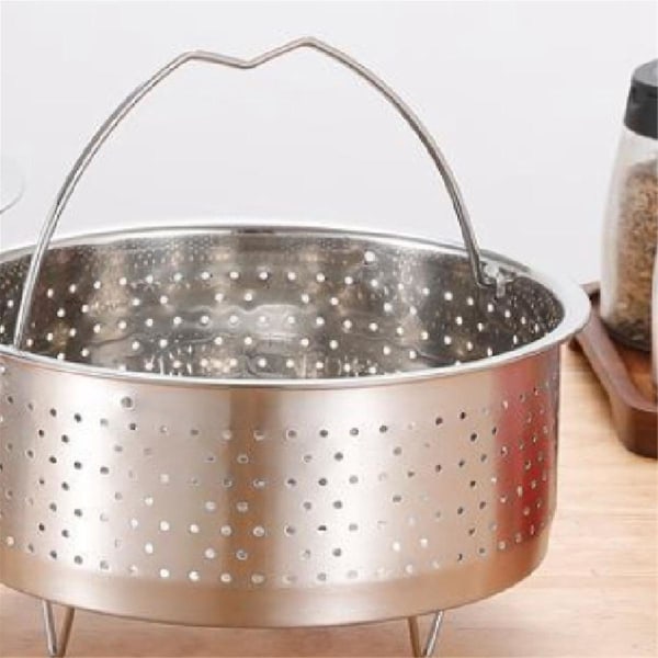 Rustfrit stål dampkogningskurv Riskogekoger Damper til Instant Cooker med håndtag Trykkoger R