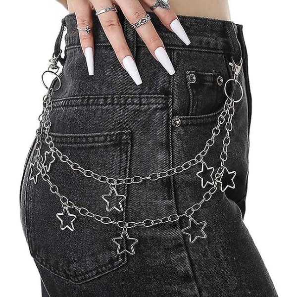 Hip Hop Pants Chain Goth Jean Chains Star Punk Pocket Chain For Women Layered Acrylic Keychains Cute Trouser Chain Rock Wallet Chain For Men