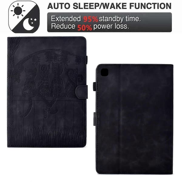 Preget PU-deksel for Samsung Galaxy Tab S5e / T720 [DB] Black