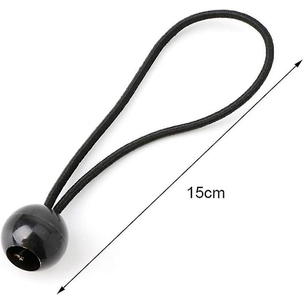 Sorte preseningsstropper med kuler, preseningsstropp med strikk for banner, presenninger, paviljonger, telt, teltstroppkroker, preseningsholder (12 stk) db