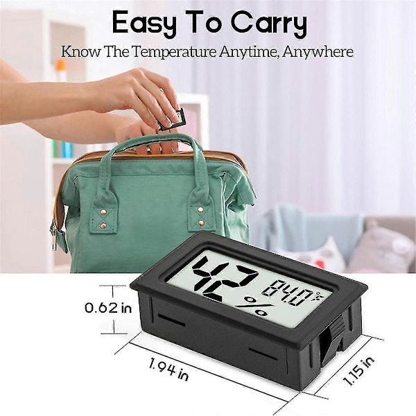 6-pack mini hygrometer inomhus luftfuktighetsmätare hygrometer digitala termometrar luftfuktighet med () för g [DB] Black