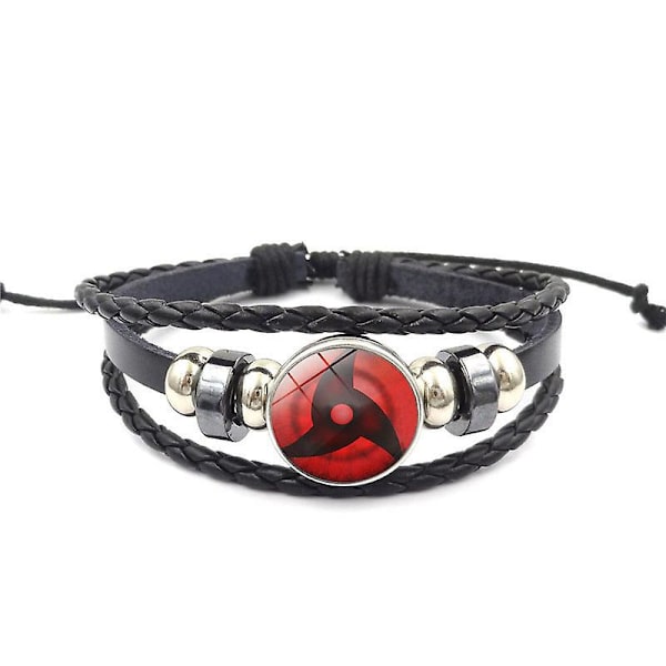 Söt tecknad Naruto-armband i svart läder med färgglada ädelstenar för barn 7