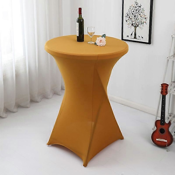 Cocktailbordsöverdrag Stretch Spandex Cocktailbordsöverdrag Duk För Bröllop, Bankett Och Fest [DB] Golden 60*110cm