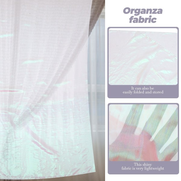 Gradient Organza Spets Tyg Iridescent Holografisk Gasa Dekorativt Tyg För Bröllopsklänning