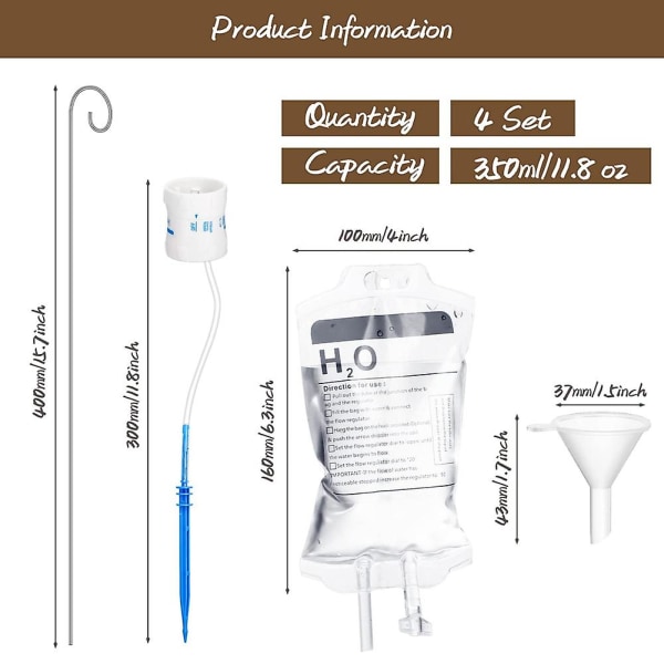 4 st automatiska bevattningssystem för växter 350 ml växtbevattningsdropppåse med metallstöd [XC] As Shown