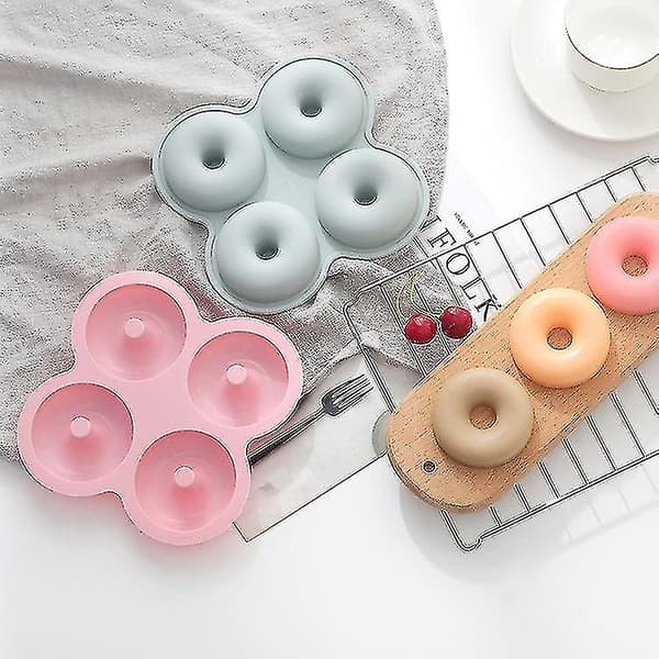Silikone Donut Bageform 4 Hulrum Doughnut Maker Form Silikone Bageplade Non Stick Doughnut Form  [dB} Pink