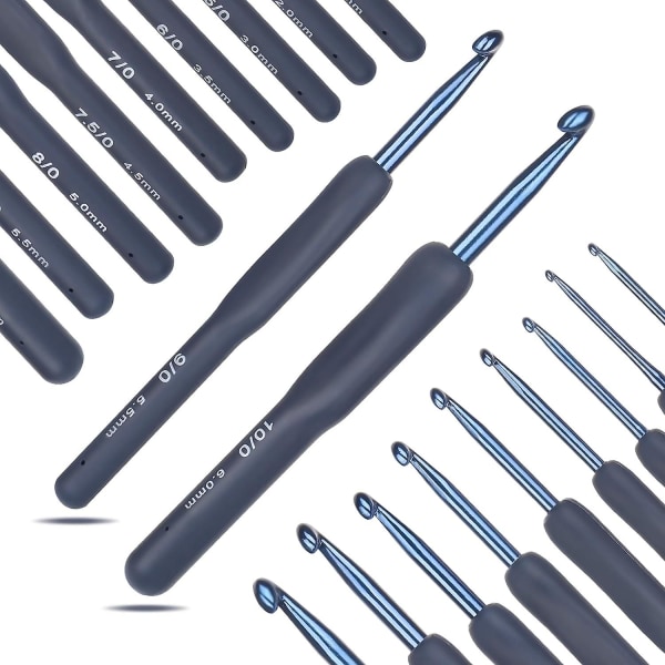Virka nål set med ergonomiska mjuka handtag (2,0 mm - 6,0 mm)