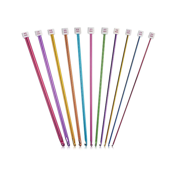 Tunisiska virknålsset, 11 paket tunisiska virknålar i afghansk aluminium (2 mm till 8 mm)