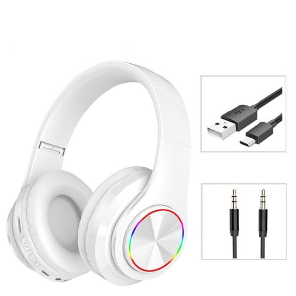 Wireless Headset Foldable Headset Led Lights Glowing Headphones Earphone Pluggable Card Universal