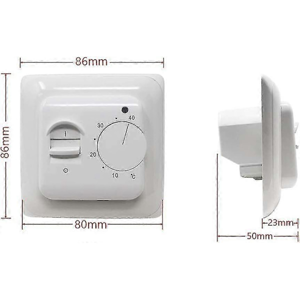 Manuell golvvärme termostat 220v 16a, elektrisk golvvärme regulator mekanisk rumstermostat med golvsensor sond 1st [db]