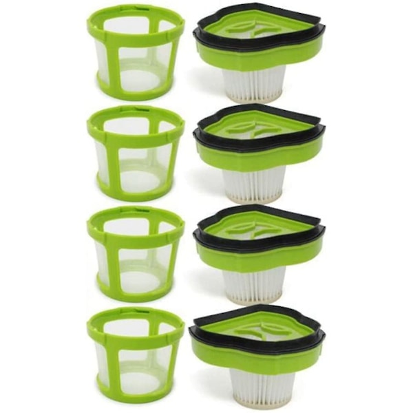 Db 4-pak HEPA-filter + 4 reservefilterrammer i mesh for Bissell Pet Hair Eraser håndholdt støvsuger