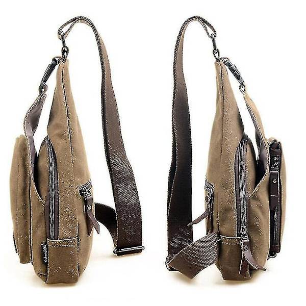 Herrar Militär Armé Canvas Bröstväska Crossbody Sling Axelväska Ryggsäck För Vandring Camping Bästsäljare {Db} Coffee