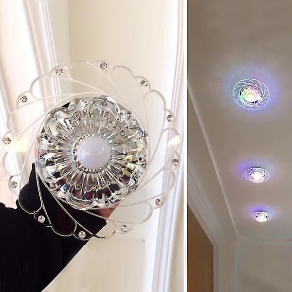 LED krystal loftslampe rund mini loftslampe (farvet lys)