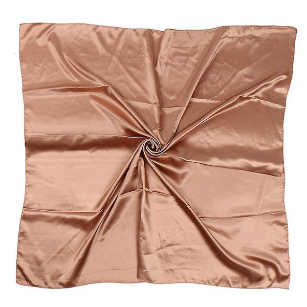 90x90 Satin Sjal Huvudband | Kvadratisk Sjal 90x90 Enfärgad | Silkeskvadratisk Sjal 90x90 - 90x90 {db} 02 Dark Camel