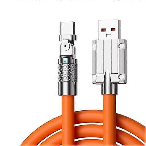 Kraftig 100W Okrossbar Silikon USB till USB-C Kabel, 1M, Orange, Snabbladdning, Stöder Dataöverföring [db]