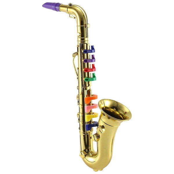 Saksofoni 8 värilliset näppäimet Metallinen Simulaatio Rekvisiitta Toista minimusikaali lapsille Syntymäpäivälelu Kulta