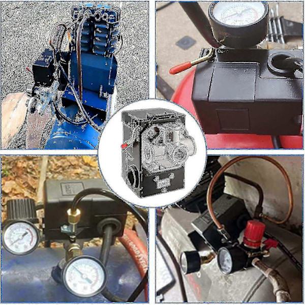 Ilmakompressorin painekytkin LF10-4H - Vaihtokytkin 95-125 PSI:n alueella ja 20A luokituksella, 4-porttinen - JA db