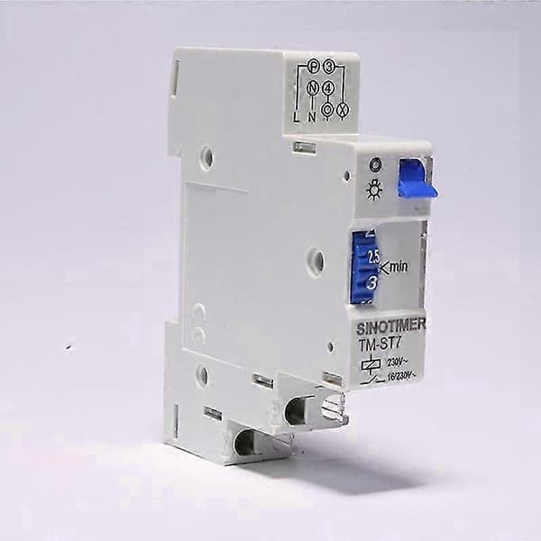 TM-ST7 220V AC 7 Minutter Mekanisk Timer 18Mm Enkelt Modul Din Skinne Trappe Timer Tidsafbryder [db]