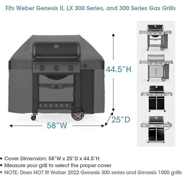 52\" Grillöverdrag Kompatibelt Med Weber Spirit 200 Och 300 Serien, Utomhus Grillöverdrag, Högpresterande Vattentätt Grillöverdrag, Blekskyddat Grillöverdrag Db 58 inch