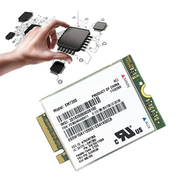 Em7355 Wwan-kort + 2xantenn 04x6038 Ngff 4g Wifi-kort for X1 Carbon L440 L540 T440 T540p X240
