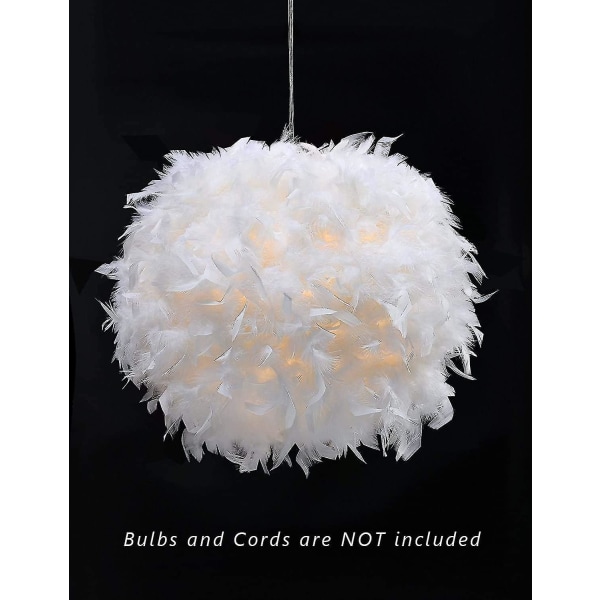 Fjäderlätt lampskärm för takpendellampa, fluffig skärm skärm Lampskärm för bord och golv, sovrum Diameter 30cm, Vit DB
