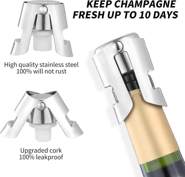 Champagne Stopper 2-pak - Vinstop i rustfrit stål
