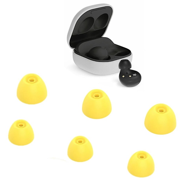 6 stk. udskiftningsørepropper i blødt silikone til Samsung Galaxy Buds2 DB Yellow Style A
