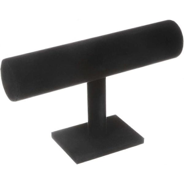 Svævende T-Bar Armbånd Halskæde Ørering Armring Vedhæng Ankelkæde Tårn Ur Nøgle Smykke Display Stand til Hjemmeorganisering (Sort Velour) [DB] Black