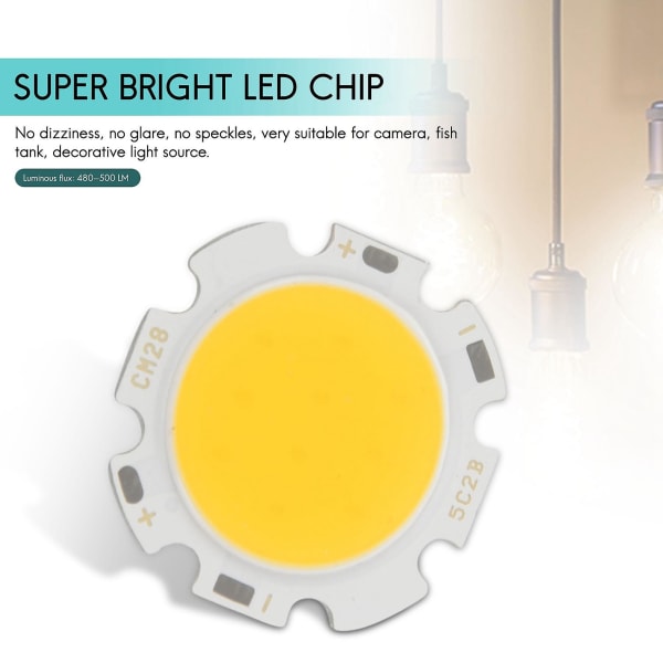 5w Chip Light Round Cob Super Bright Led Light Led Lampe Pærer Varm Hvit Dc15-17v