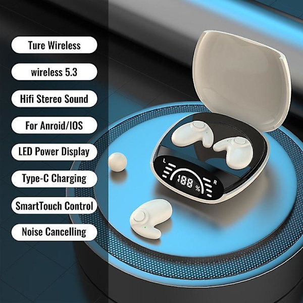Näkymättömät langattomat unikuulokkeet latauskotelolla Bluetooth 5.3 Piilotetut nappikuulokkeet Kevyet vedenpitävät melua vaimentavat urheilu stereomusiikki [db] khaki