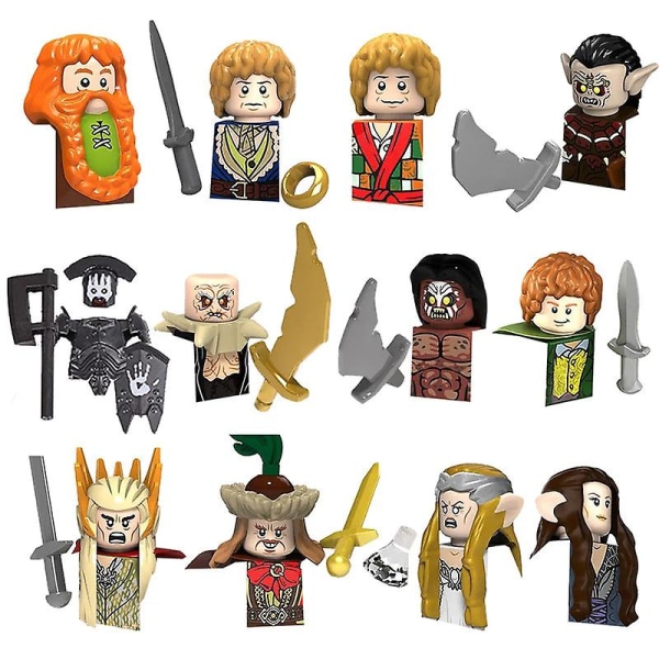Nye middelalderlige dværgorktroldhobbitede figurer tilbehør modelbyggeklodser lotr mursten legetøj til børns gaver Db Set 09