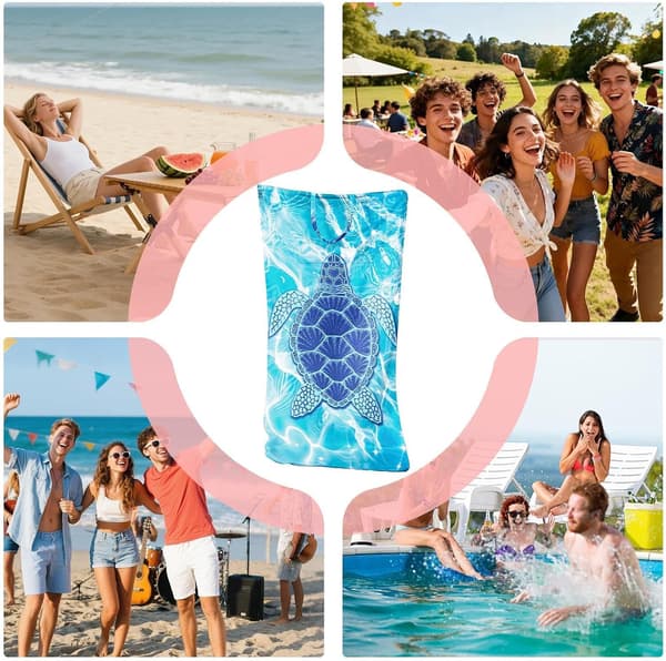 Sandfrit badehåndklæde - foldbar opbevaringstaske | hurtigtørrende bærbart badehåndklæde (DB)