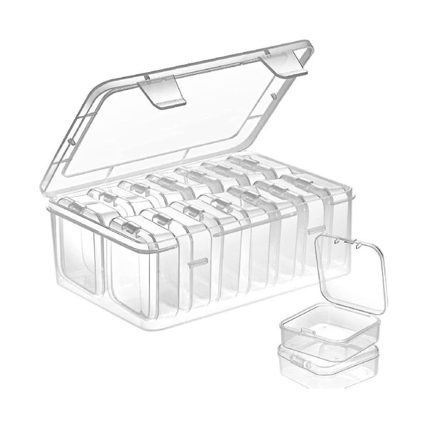 Liten förvaringslåda med lock Liten genomskinlig plastlåda Plastförvaringsbehållare Låda Tom Mini Organizer för småsaker