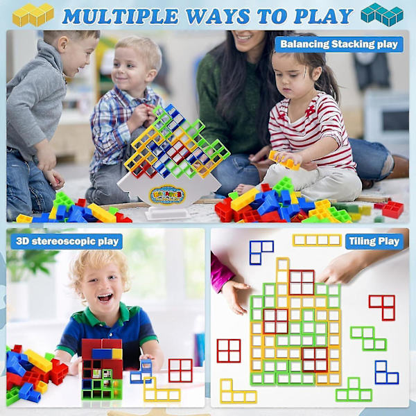 64 st Tetra Tower Balans Staplingsblock Spel, Brädspel För 2 Spelare + Familjespel [DB]