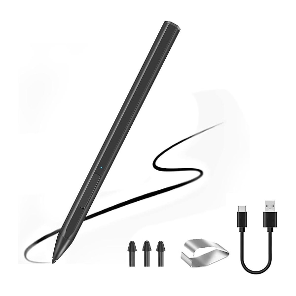 Stylus Pen Magnetisk Til Surface Pro 3/4/5/6/7 Pro X Go 2 Book Latpop 4096 Niveauer Tryk Palm Afvisning-sort