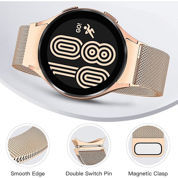 Metallrem kompatibel med Samsung Galaxy Watch 4 (40/44mm)/watch 4 Classic (42/46mm)/watch 5 (40/44mm)/watch 5 Pro (45mm), 20mm rostfritt stål Mag