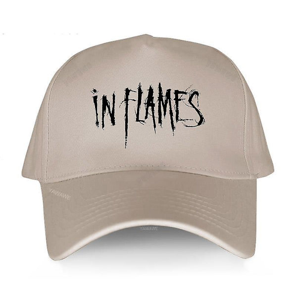 Sort Casual Hat Drenge Trykt Baseball Cap In Flames Svensk Metal Man Kvinder db beige