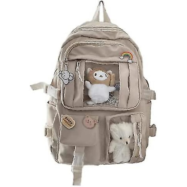 Rygsæk Sød Æstetisk Skoleartikler Anime Dyr Med Pins Bjørn Vedhæng Fisk Kat Kitty Daypack Japansk Stil Bogtaske Tegneserie Lapto