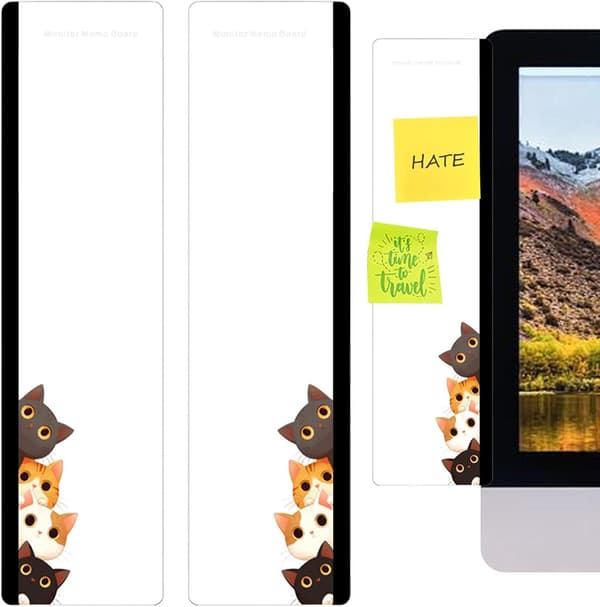 Panel Notes Monitor - Kontorskjerm Sticky Note Holder, Side Message Board Datamaskin - Kvinner Menn Studenter Arbeidere Skrivebord Studie Soverom Hjem [DB]