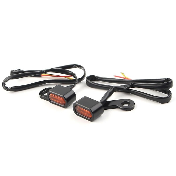 2 stk. Motorcykel Mini LED Blinklys Styr Blinker Indikator Lampe Kompatibel Harley Touring 2009-2017 & Softail 2015-2021 db Chrome Black shell