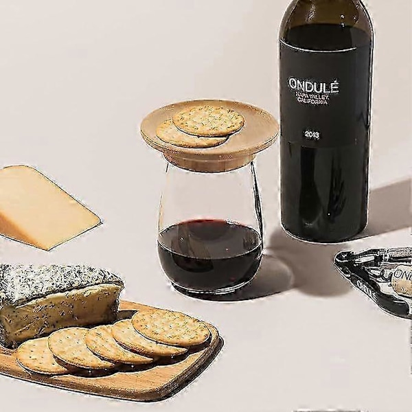Uudelleenkäytettävät 4\" bambu viinilasien charcuterie-korkit, 4 kpl setti [DB] style7891
