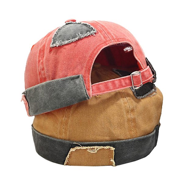 Sinknap Brimless Hat Justerbar Design Retro Casual Åndbar Brimless Skullcap Beanies Hat Cap Streetwear {Db} Orange